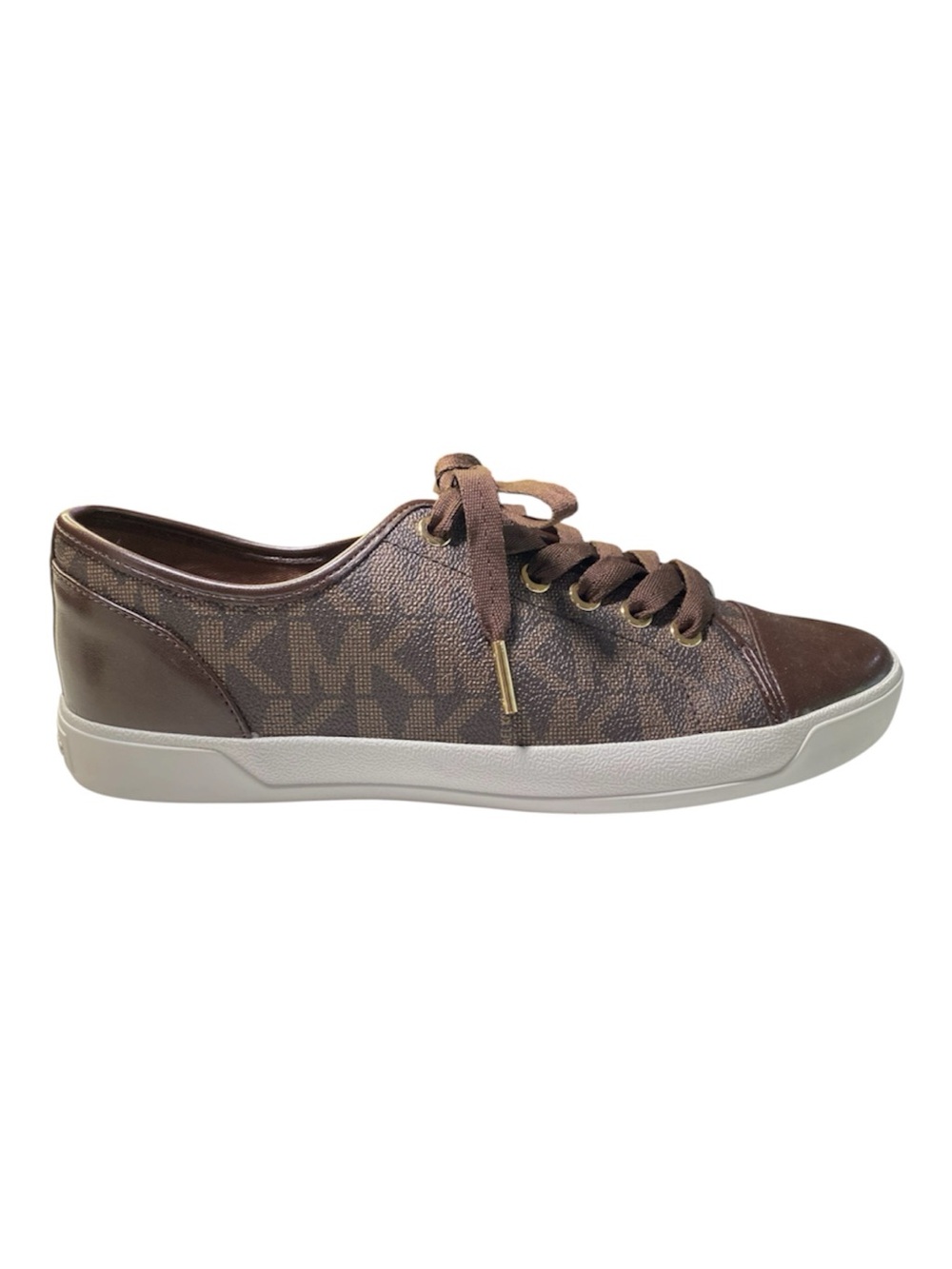 New Women’s Michael Kors Runners Size 8 Dark Brown Monogram Coated Textile